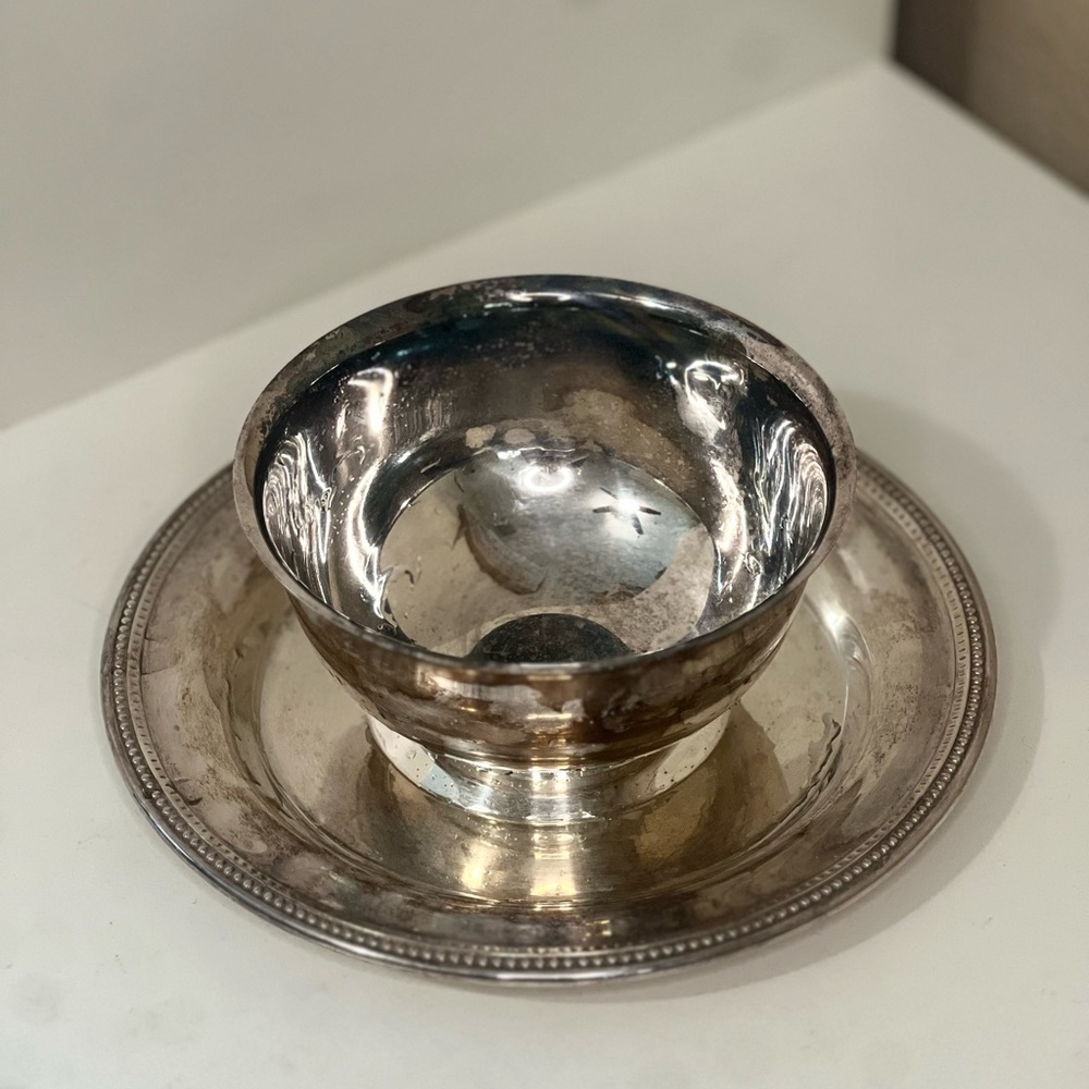 Vintage | Silver-Plated Pedestal Bowl with Attached Base